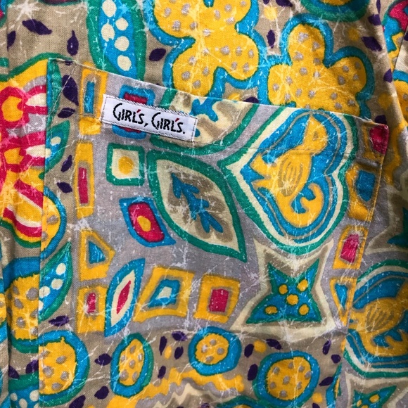 Vintage Geometric Floral Blouse Shirt Top Loud - Picture 3 of 6